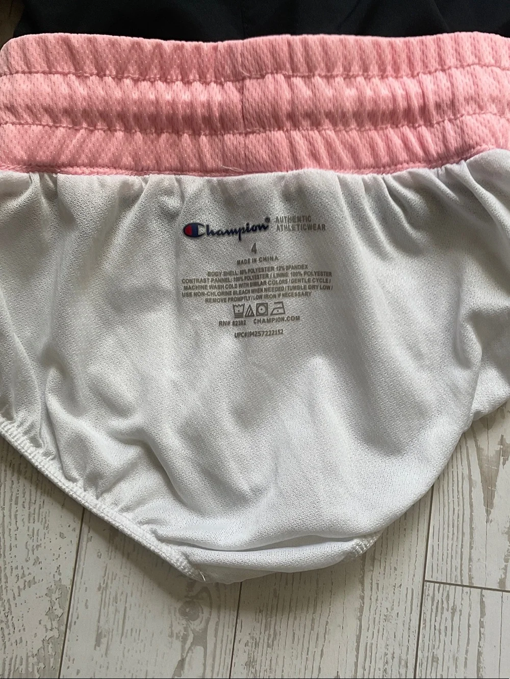 Champion Black Athletic Shorts with Pink Quilted Waistband